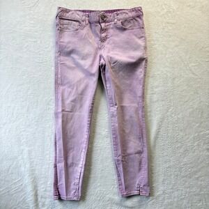 Free People Jeans Women Sz 30 Purple Wash Skinny Crop Ankle Split Hem Stretch‎